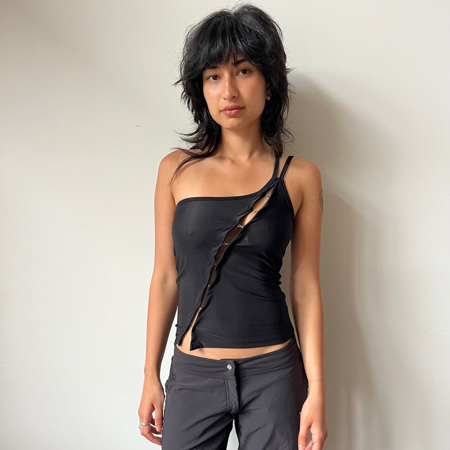 BLACK HOOK AND EYE DOUBLE STRAP