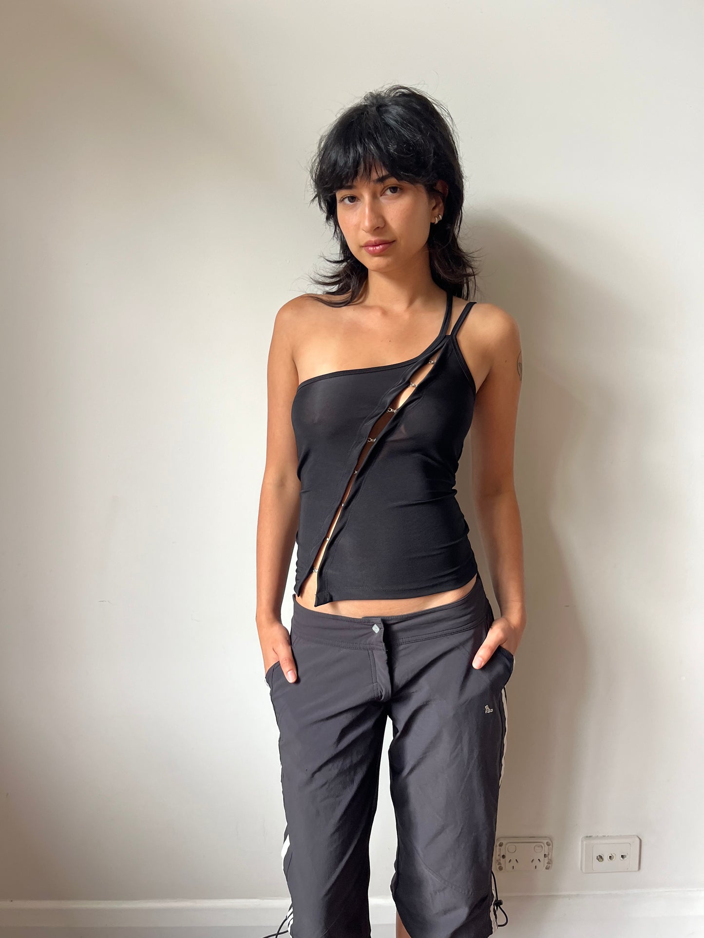 BLACK HOOK AND EYE DOUBLE STRAP