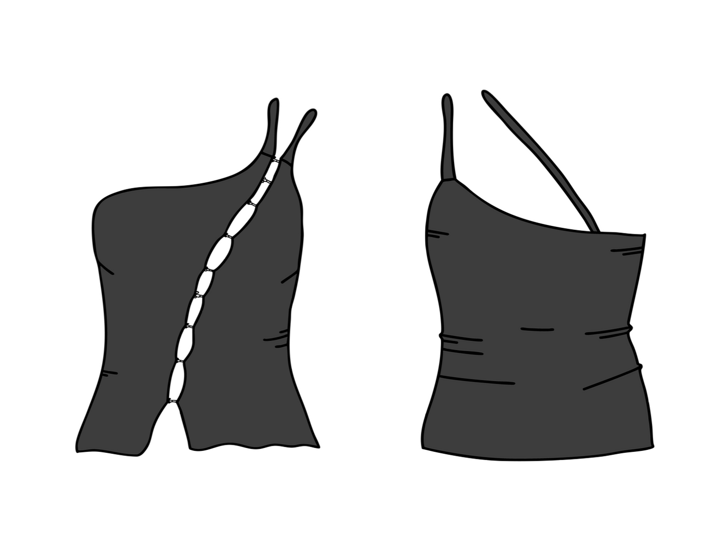 BLACK HOOK AND EYE DOUBLE STRAP