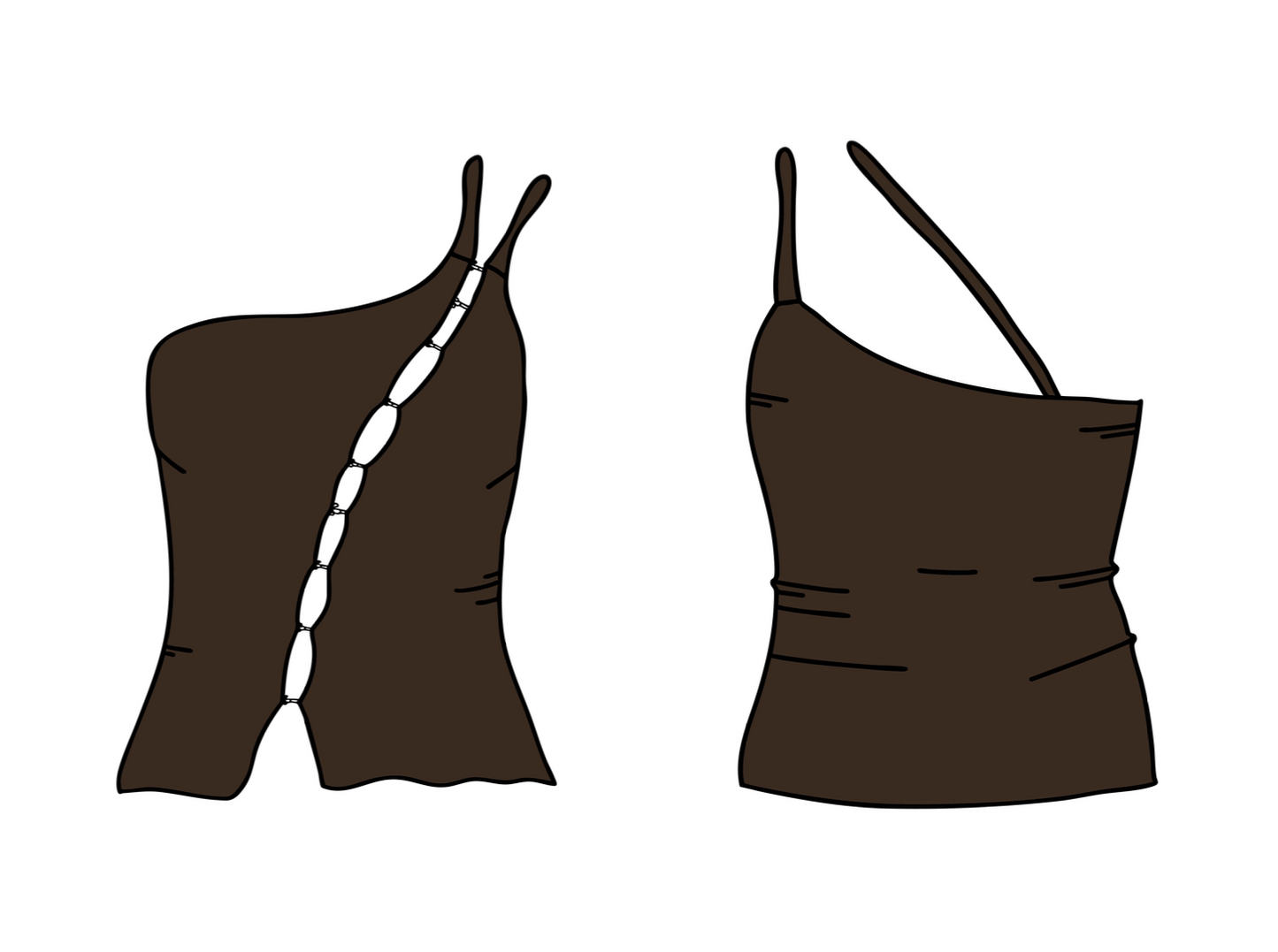 BROWN HOOK AND EYE DOUBLE STRAP TOP