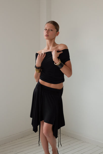 PRE ORDER - BLACK RUCHED SKIRT