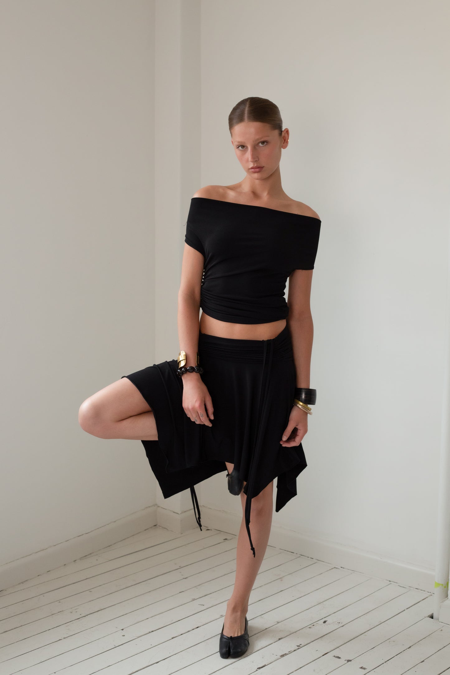 PRE ORDER - BLACK RUCHED SKIRT