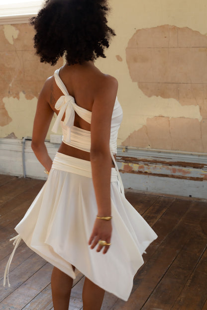 PRE ORDER - WHITE RUCHED SKIRT