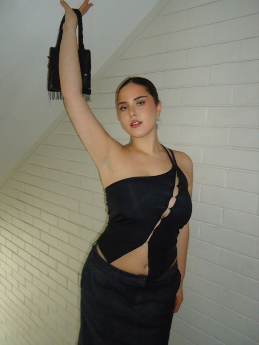 BLACK HOOK AND EYE DOUBLE STRAP
