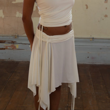 PRE ORDER - WHITE RUCHED SKIRT