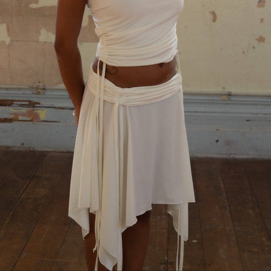 PRE ORDER - WHITE RUCHED SKIRT
