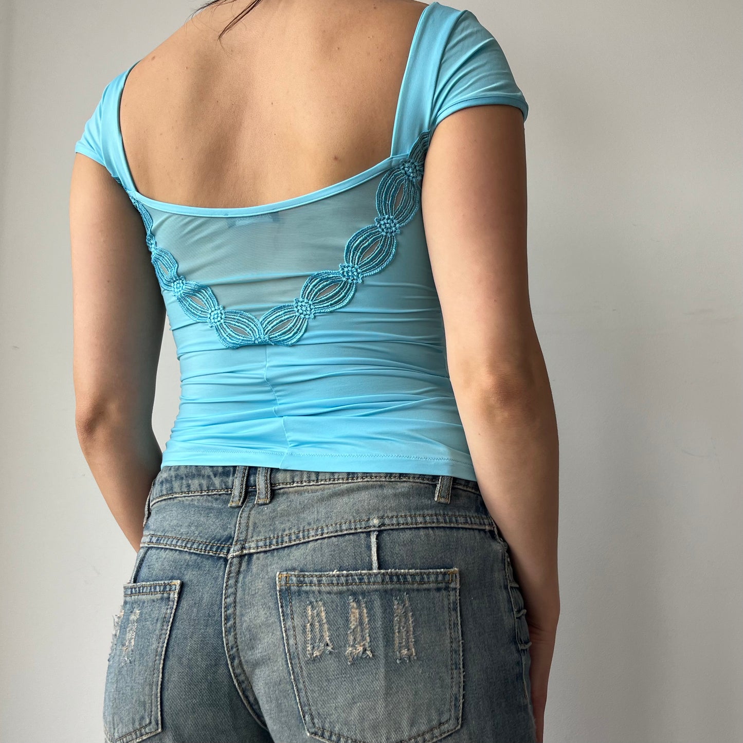 AQUA OFF SHOULDER TOP