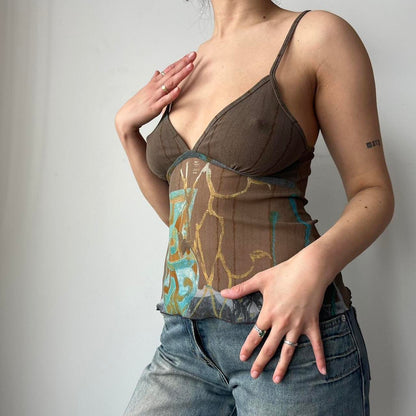 BROWN MESH CAMI