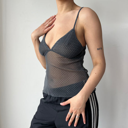 POLKA DOT MESH CAMISOLE