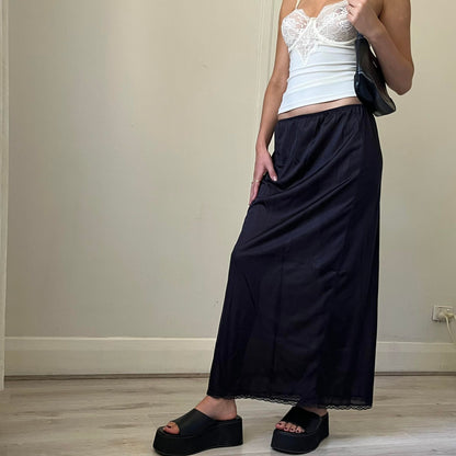 BLACK SLIP MAXI SKIRT