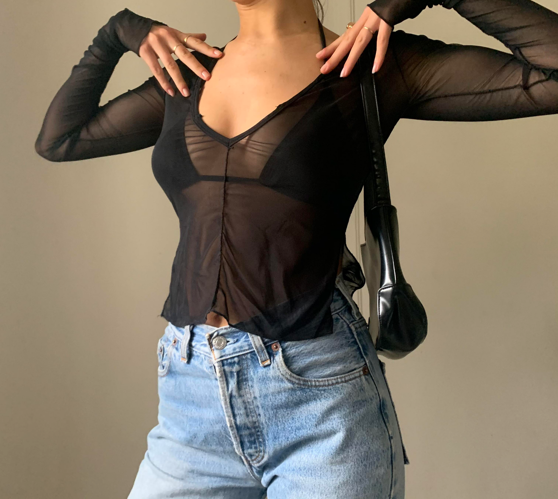 Red sheer mesh 2024 top