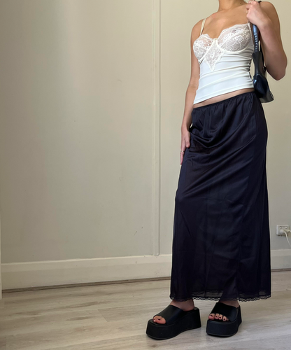 BLACK SLIP MAXI SKIRT